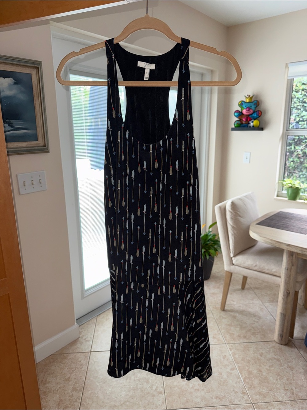 Joie Black Arrow-Print Racerback Midi Dress